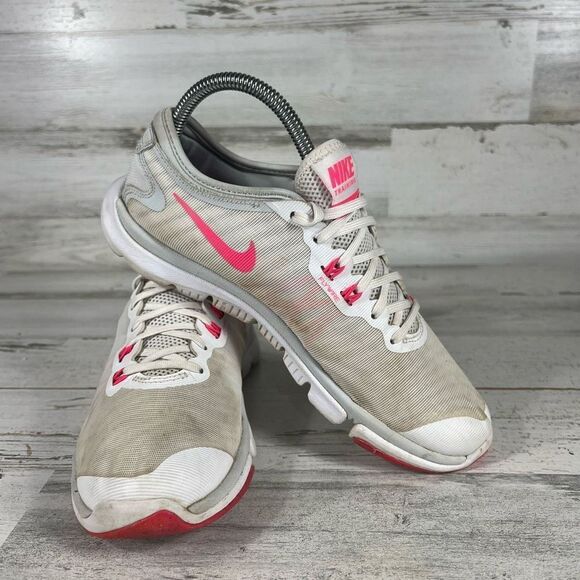 Nike Womens Flex Supreme Tr 4 Running Shoes White Pink 819026-100 Lace Up Size 7 - Picture 6 of 8